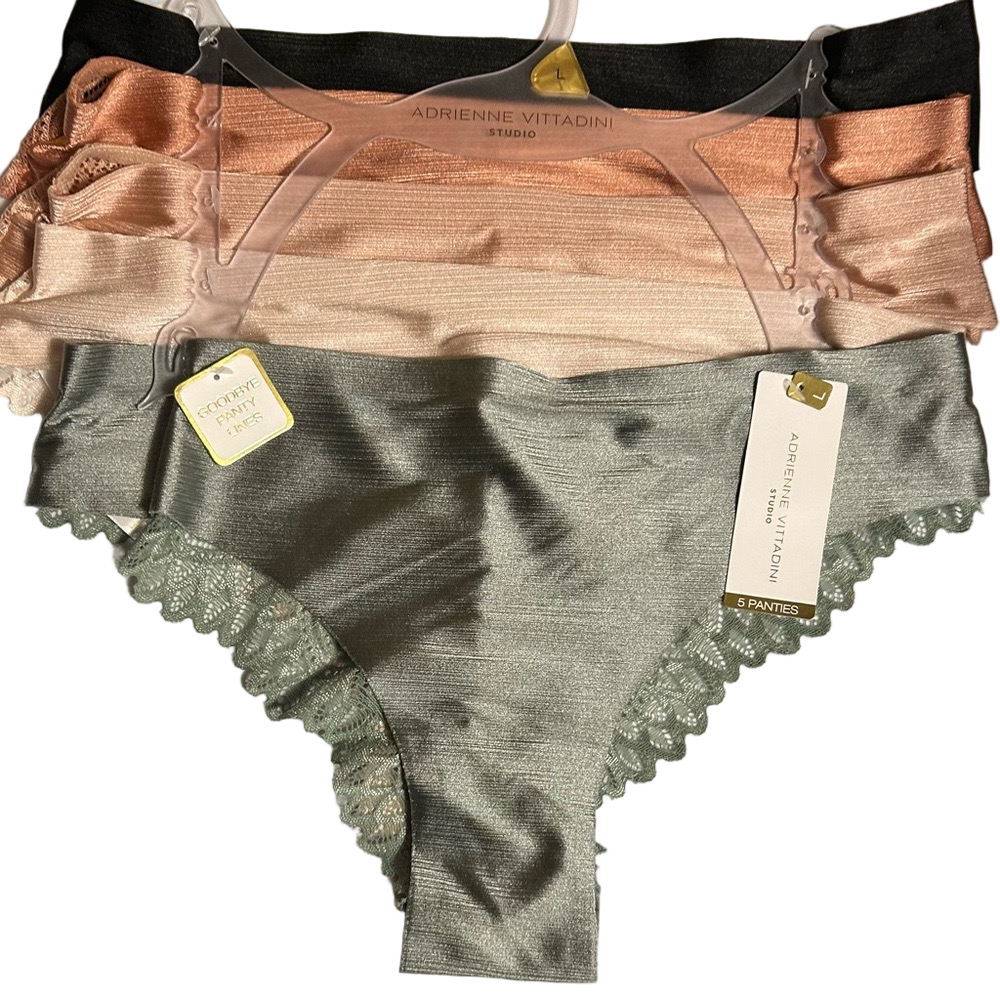 Adrienne Vittadini 5 Pack Woman’s Lace Detail Panties Size Large NWT